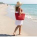 Straw Tote: Paper Straw Tote - Red - BG-R11049RD